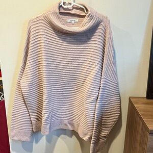 Madewell Soft Blush Striped Cowl Neck Sweater